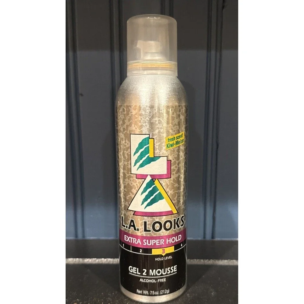 NEW! Vintage L.A. Looks Styling Mousse Extra Super Hold GEL 2 MOUSSE 7.5 Oz Kiwi